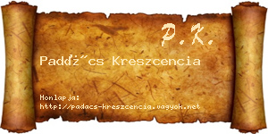 Padács Kreszcencia névjegykártya